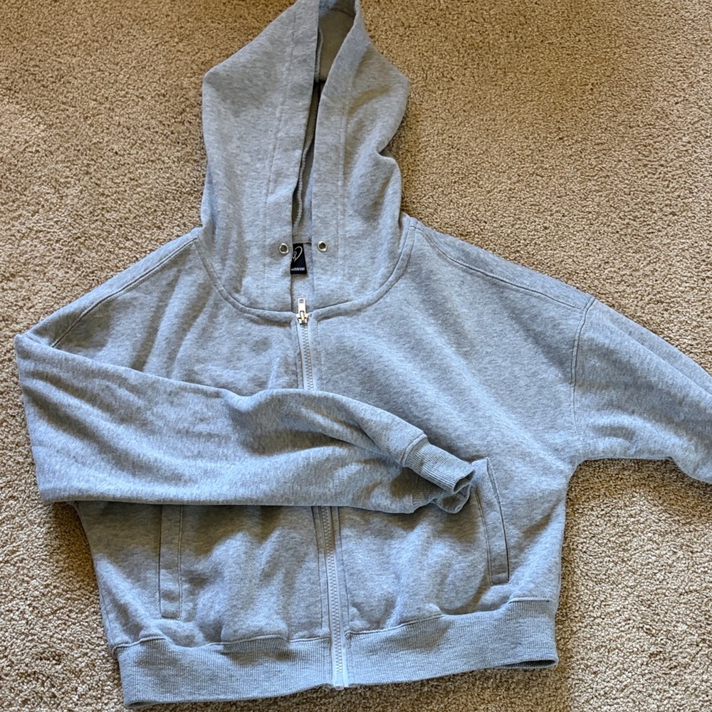 Windsor Light Gray Hooded Zip-Up Sweatshirt